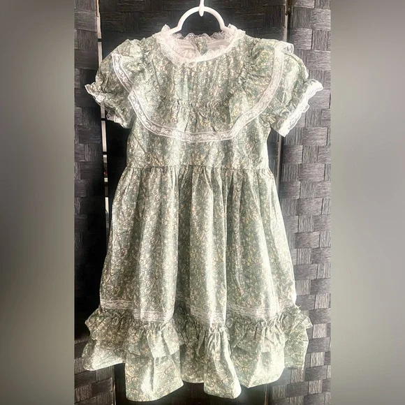 Gucci | Dresses | Guccigirls Embroidered Green Flowervine Leaf Lace Party  Kids Dress Sz 4